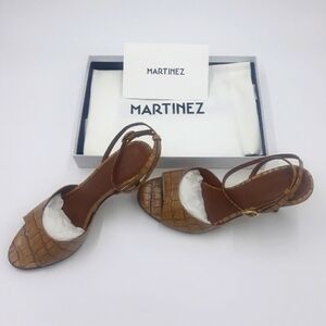 Souliers Martinez Croc Embossed‎ Ankle Sandal Sz 40